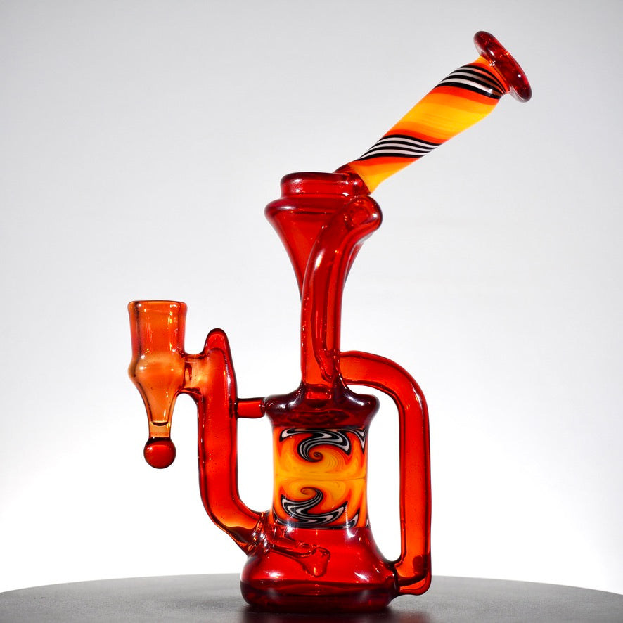 Updog Glass - Red Floating Recycler with Wig Wags