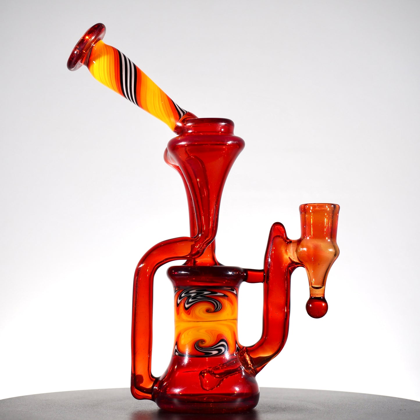 Updog Glass - Red Floating Recycler with Wig Wags