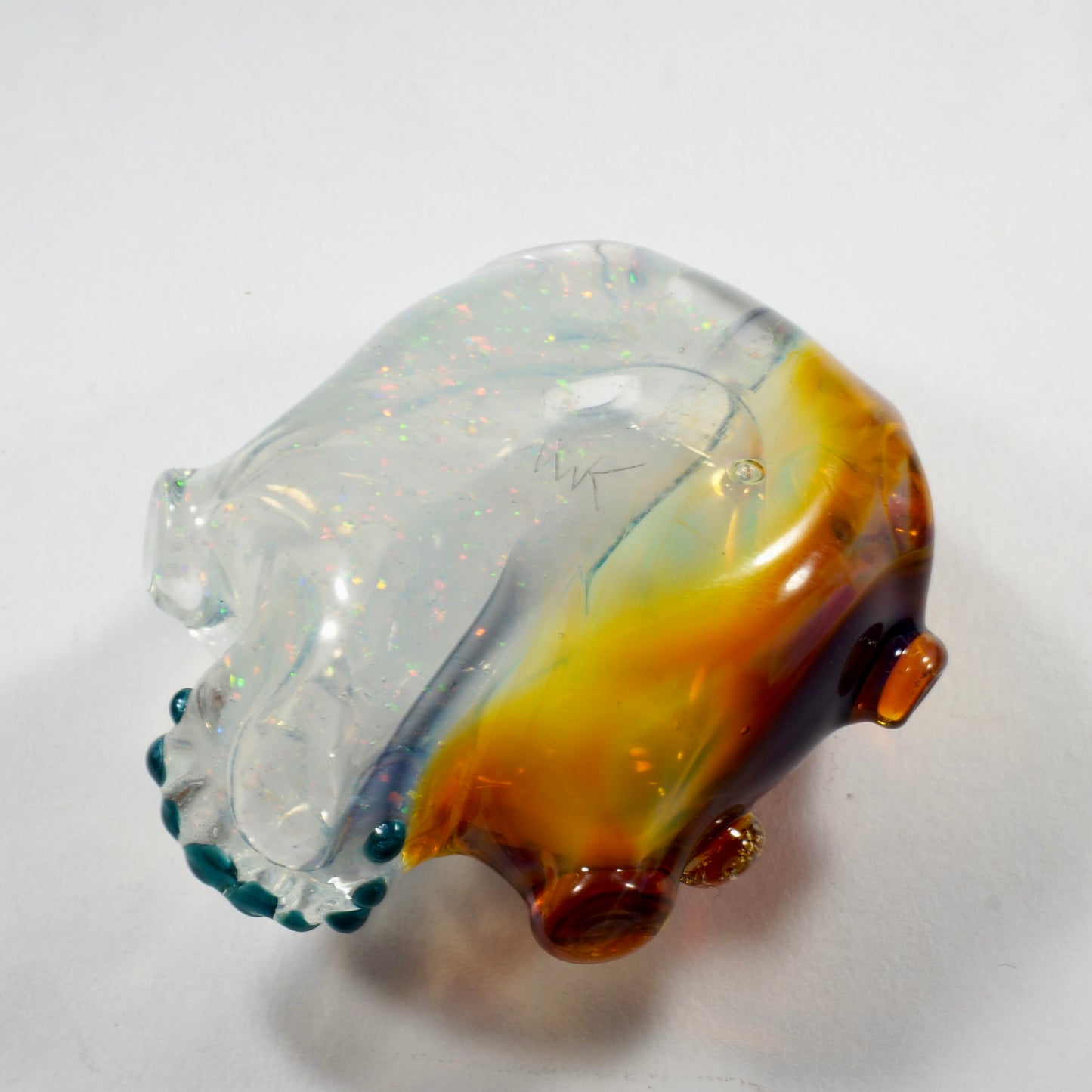 Two Faced Skulls by Warwick Glass - Purple Amber UV Snake Eyes Pendant