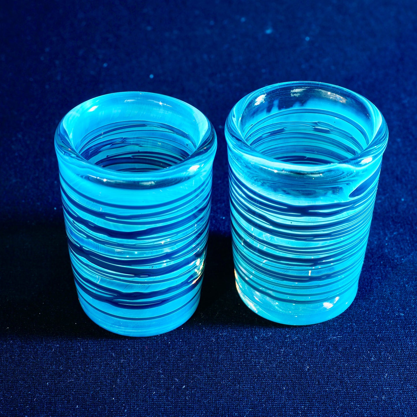 Updog Silver/Blue Stripe Fumed SHOT Glass 2pc Set