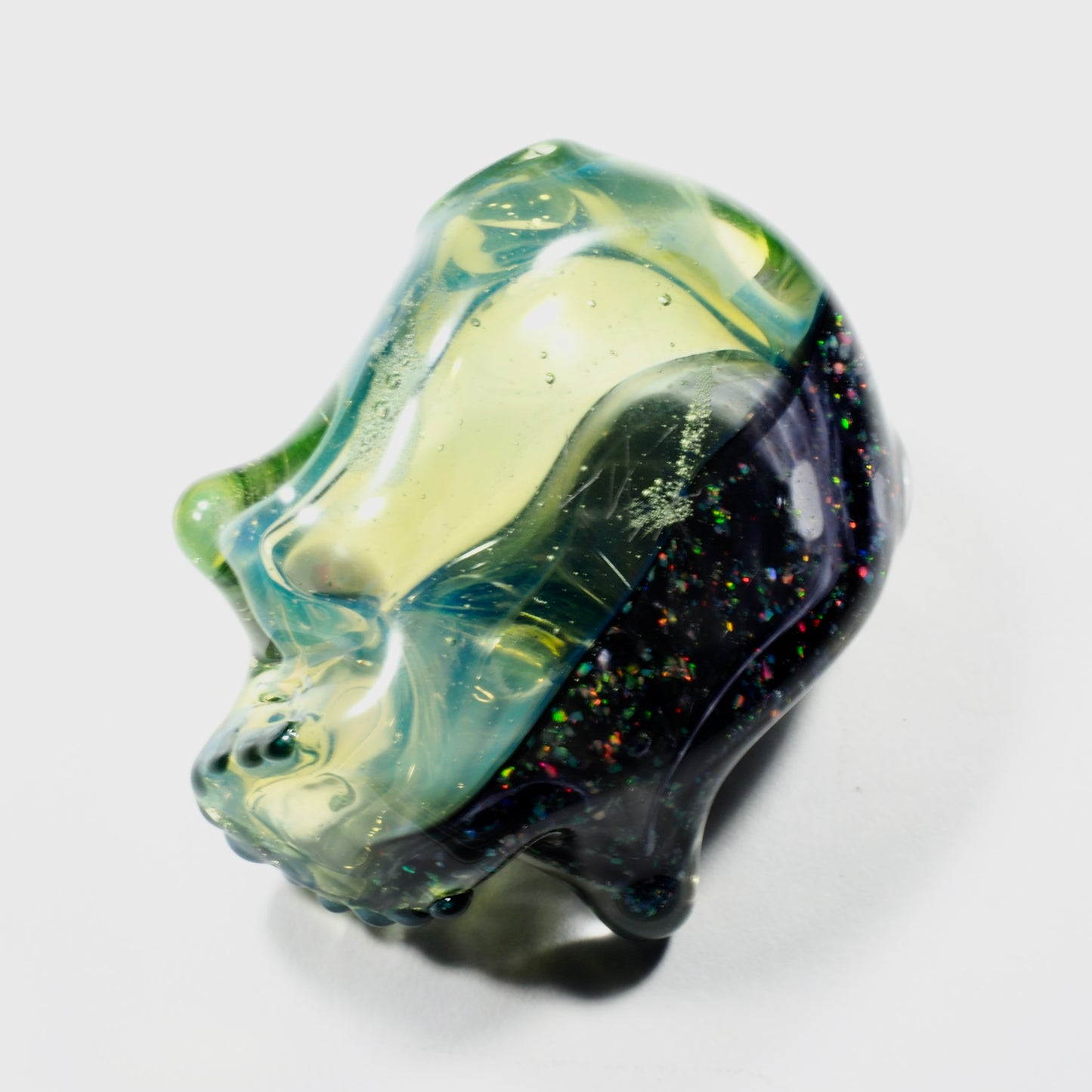 Two Faced Skulls by Warwick Glass - Black Opal & Ion Pendant UV Reactive