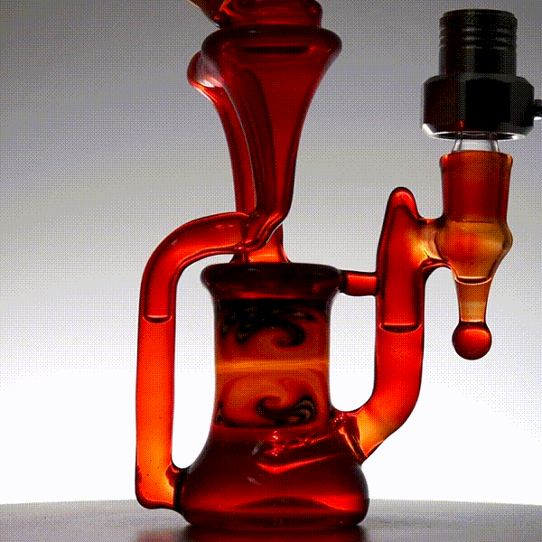 Updog Glass - Red Floating Recycler with Wig Wags