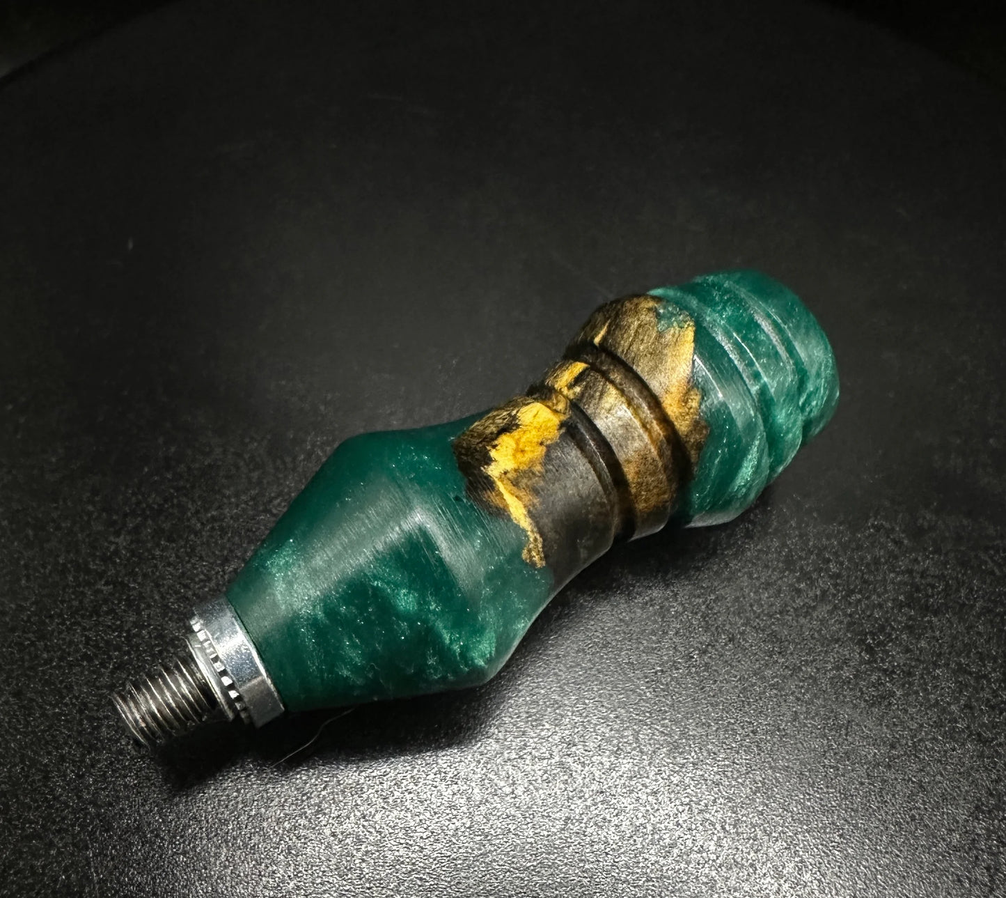 DFreeZ Designs - Stubby Bowl Handle - Buckeye Burl w Green