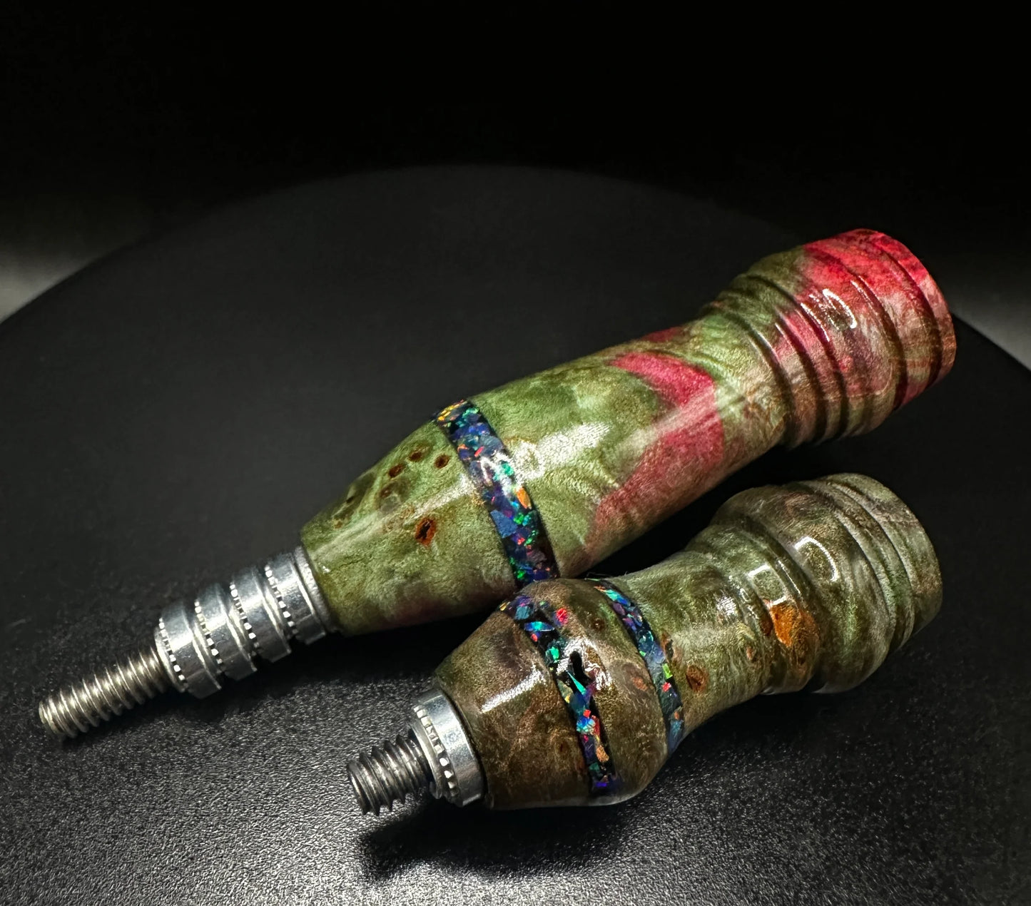 DFreeZ Designs - Cordless Handle Set - Glossed Dyed Burl w Opal (Blue mix)