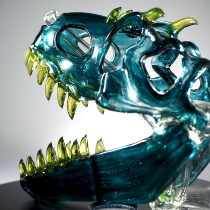 Slurm Snob Glass - Dino Rig Blue with Yellow CFL Teeth