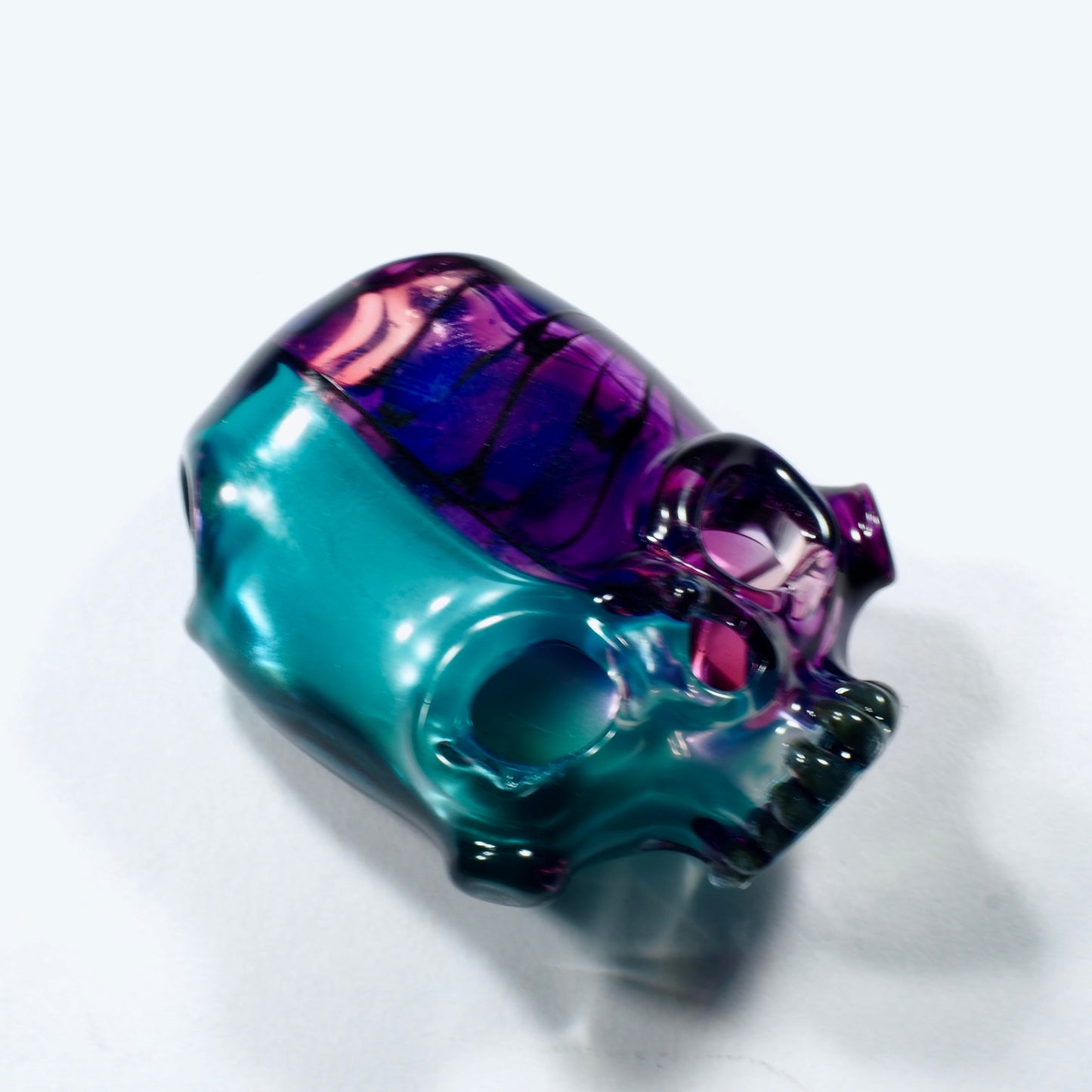 Two Faced Skulls by Warwick Glass - Neptunium Purple Stained Glass