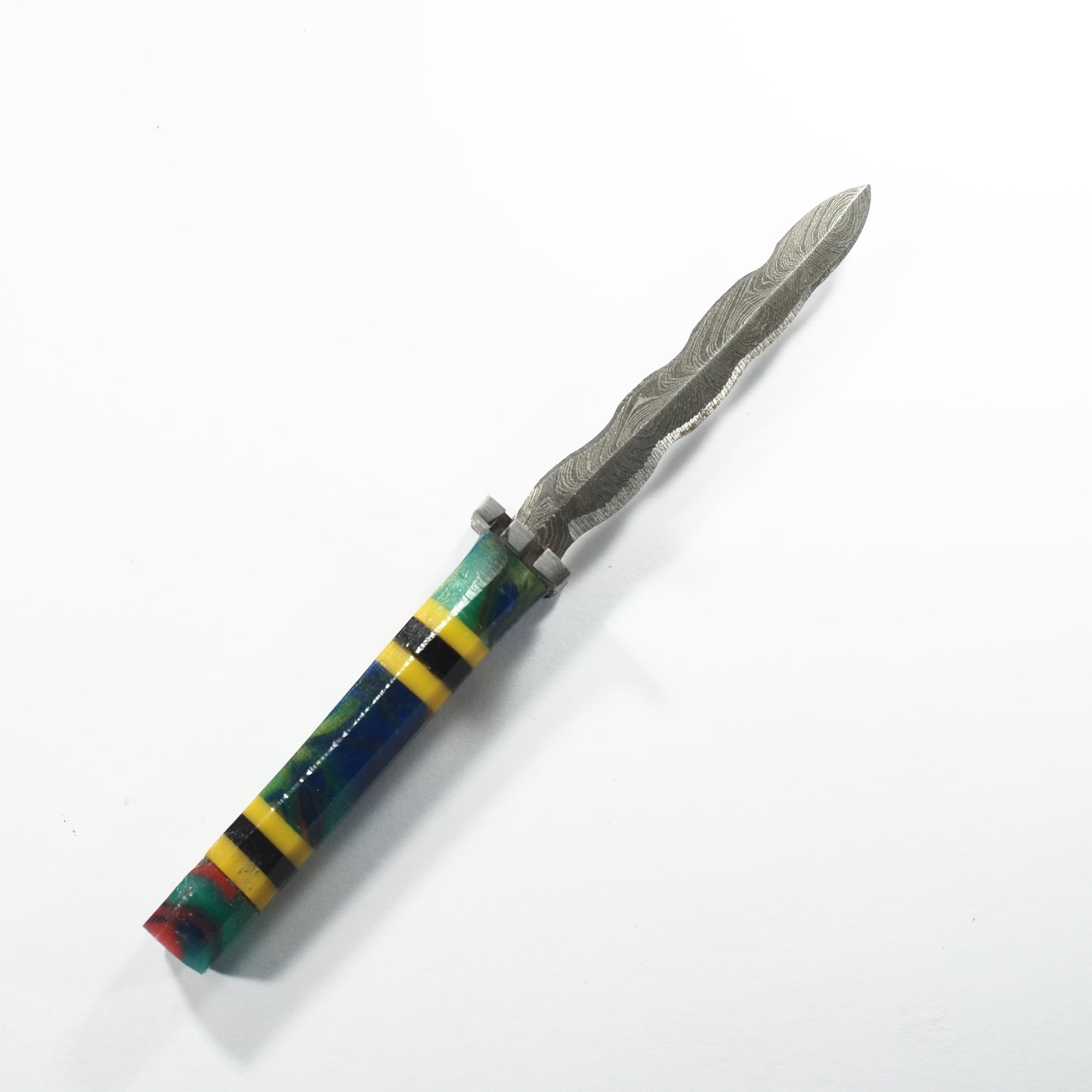 Dab Blade - Kris - Damascus - Yellow/Black Ring Resin Handle