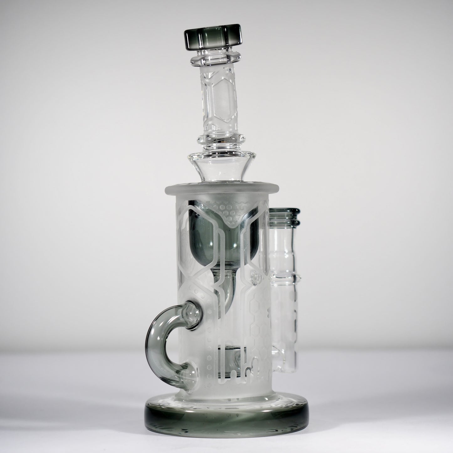 Calibear Sandblasted Klein Recycler Dab Rig with Seed of Life Perc – 8” Glass Rig