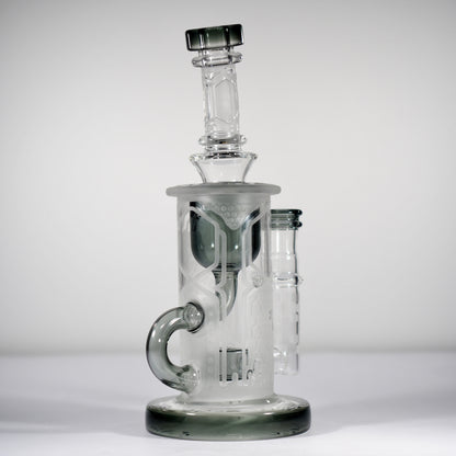Calibear Sandblasted Klein Recycler Dab Rig with Seed of Life Perc – 8” Glass Rig