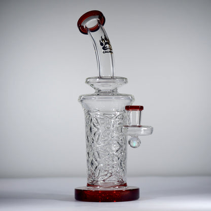 Calibear Flared Helix Carved Dab Rig Series - Red