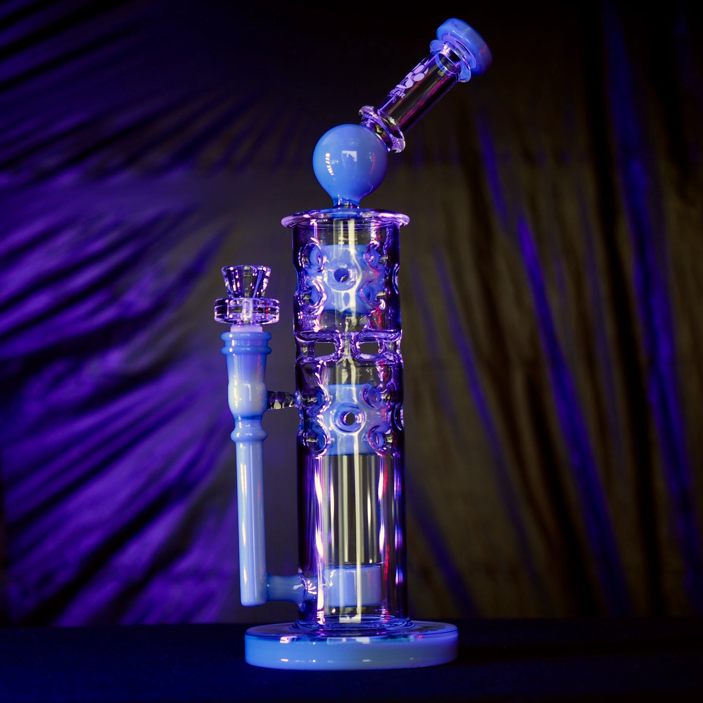 Calibear Premium Sidecar Straight Fab Glass Bong With Flower of Life Perc