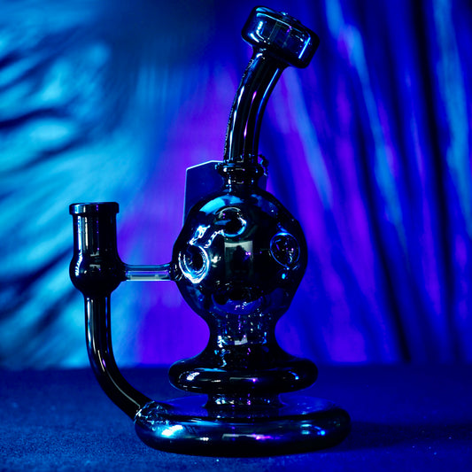 8" Mini Dab Rig Swiss Perc Ball Shape - Black