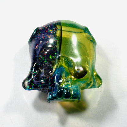 Two Faced Skulls by Warwick Glass - Black Opal & Ion Pendant UV Reactive