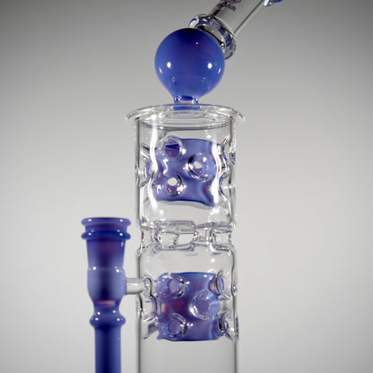 Calibear Premium Sidecar Straight Fab Glass Bong With Flower of Life Perc