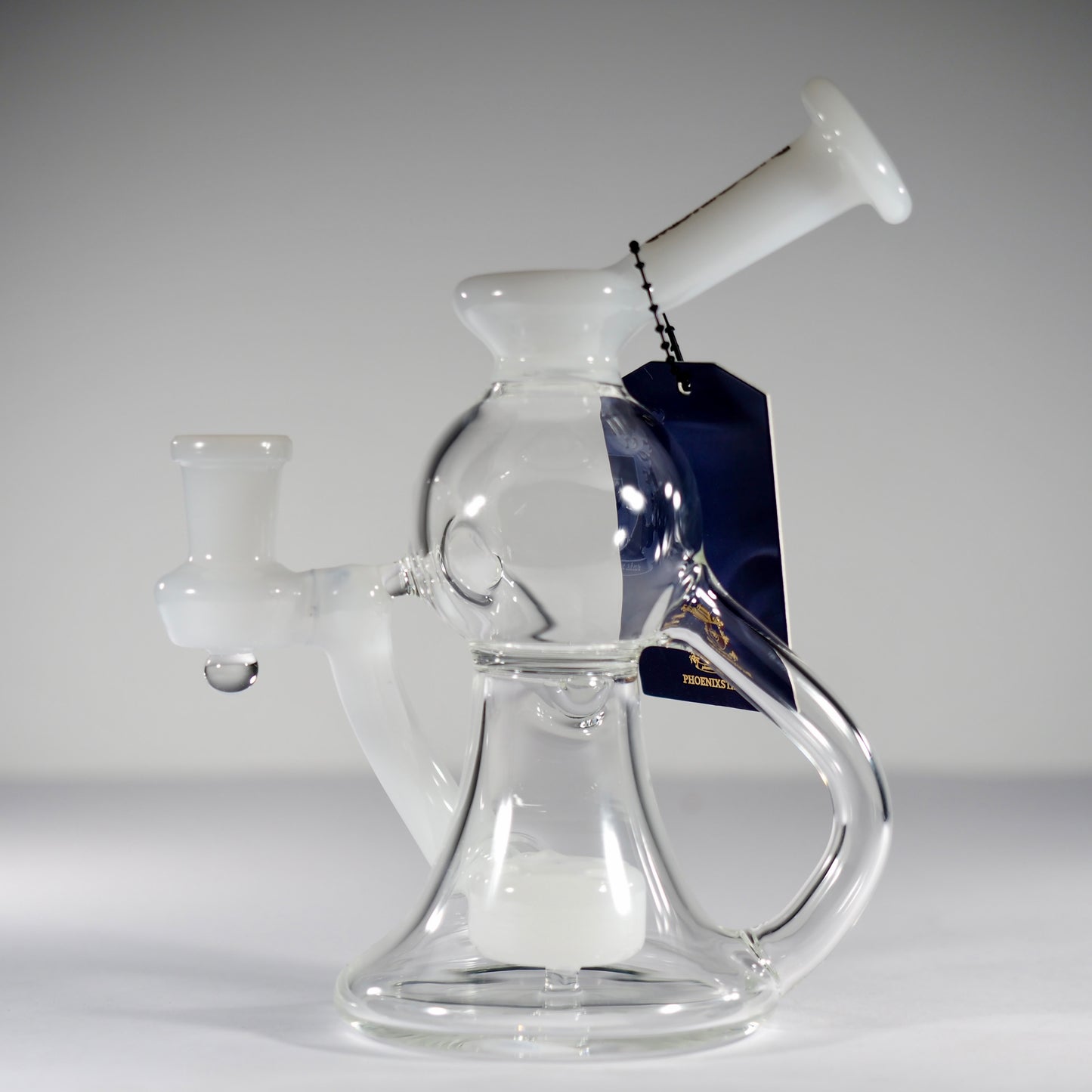 6" Dab Rig Recycler with single drain - White