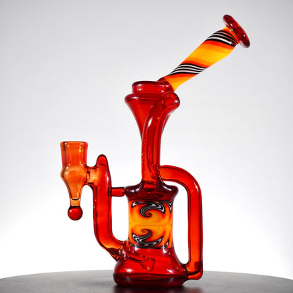 Updog Glass - Red Floating Recycler with Wig Wags