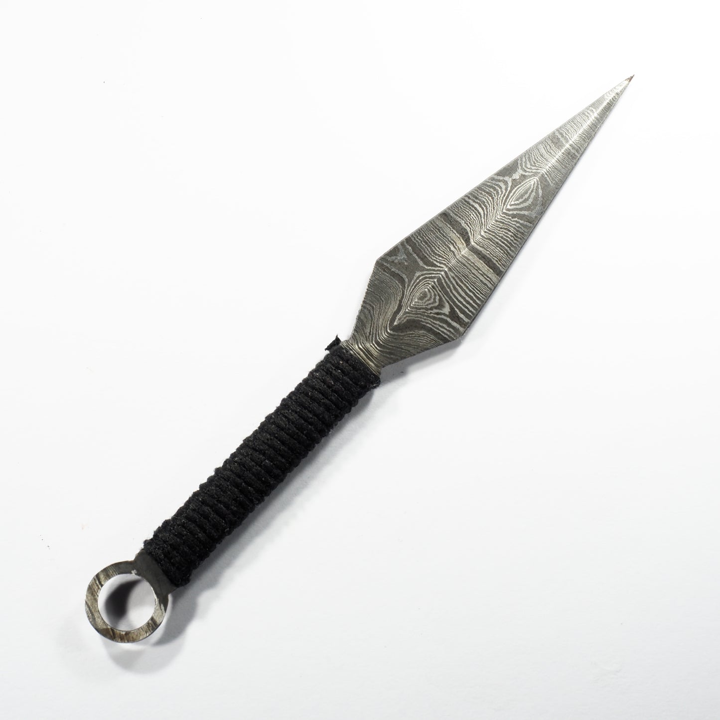 Dab Blade - Kunai - Damascus - Black Cord Wrapped Handle