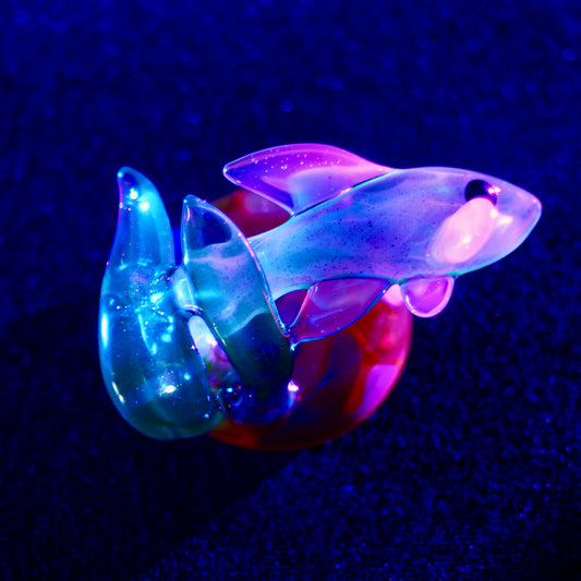 Reef Fish Pendant - Orange and purple swirl (UV)
