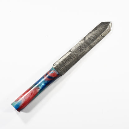 Dab Blade - Raider Sword - Damascus - Cosmic Blue/Red Resin Handle