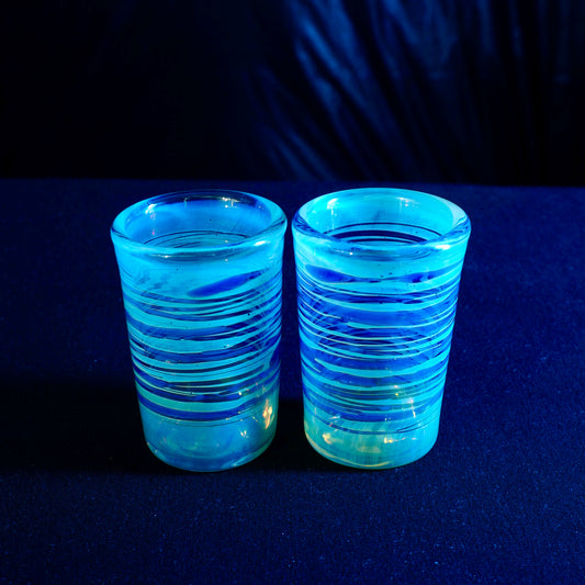 Updog Blue Stripe Fumed SHOT Glass 2pc Set