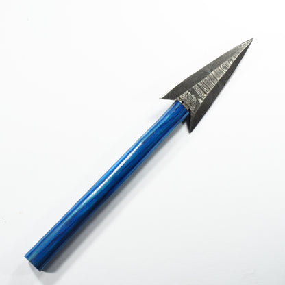 Dab Blade - Harpoon - Damascus - Blue Woodgrain Handle