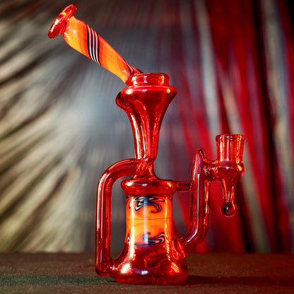 Updog Glass - Red Floating Recycler with Wig Wags