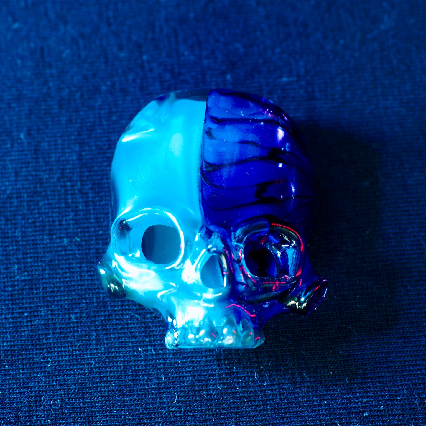 Two Faced Skulls by Warwick Glass - Neptunium Purple Stained Glass