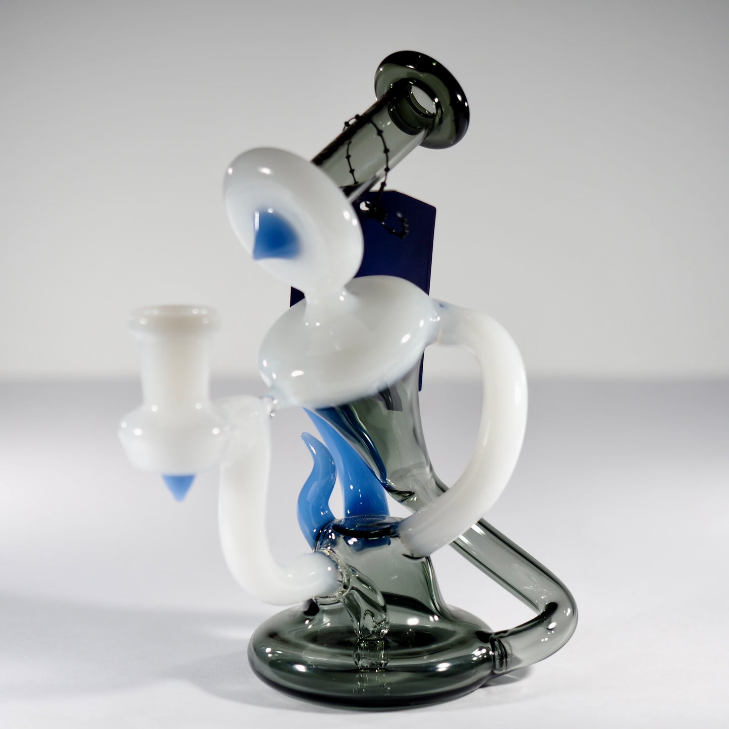 6" Dab Rig Recycler single uptake - Black/White