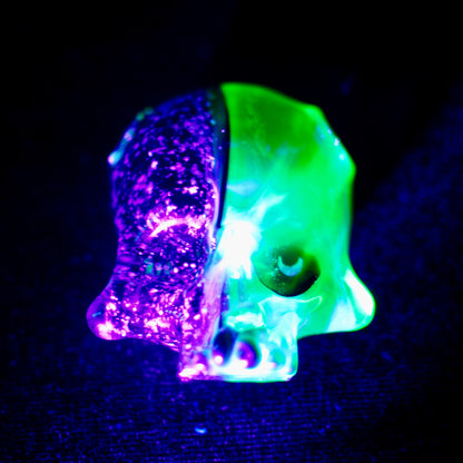 Two Faced Skulls by Warwick Glass - Black Opal & Ion Pendant UV Reactive
