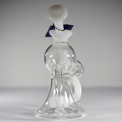 6" Dab Rig Recycler with single drain - White