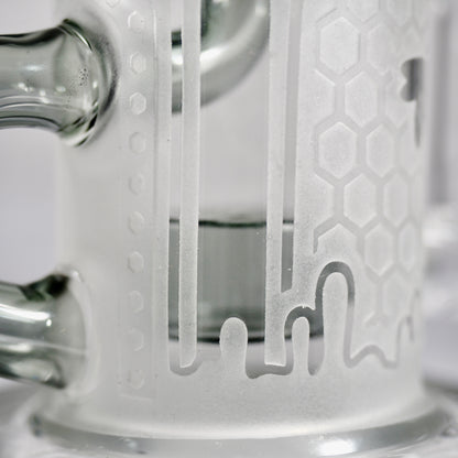 Calibear Sandblasted Klein Recycler Dab Rig with Seed of Life Perc – 8” Glass Rig