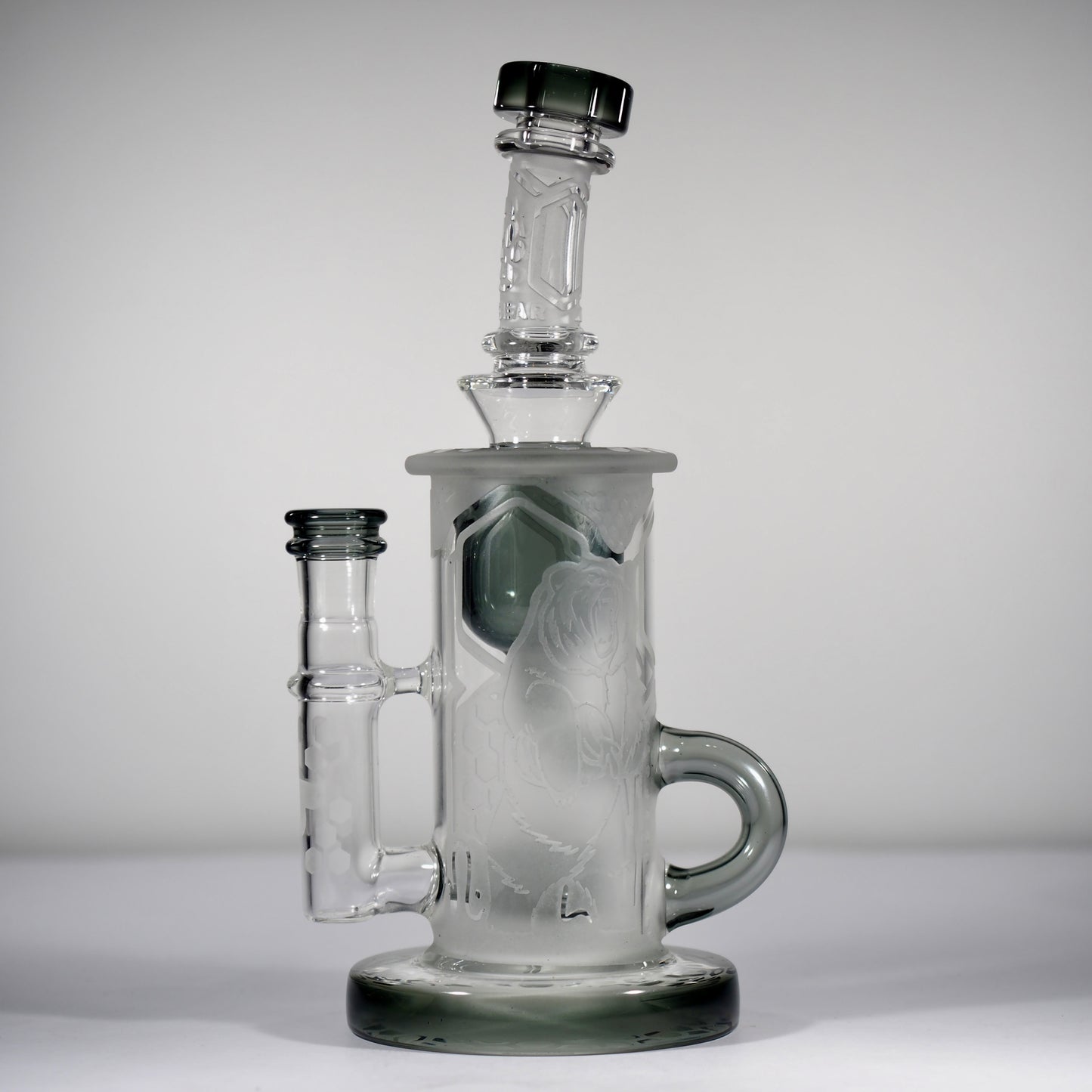 Calibear Sandblasted Klein Recycler Dab Rig with Seed of Life Perc – 8” Glass Rig