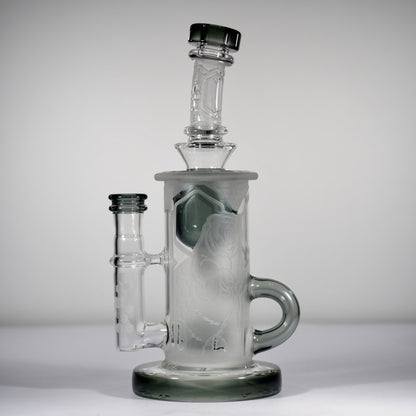 Calibear Sandblasted Klein Recycler Dab Rig with Seed of Life Perc – 8” Glass Rig