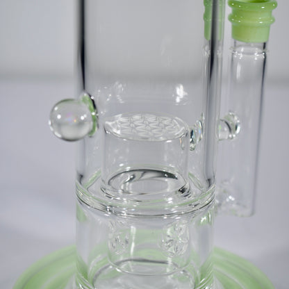 Calibear Colourful Glass Bong Set | Dual Percolator Straight Tube Bong