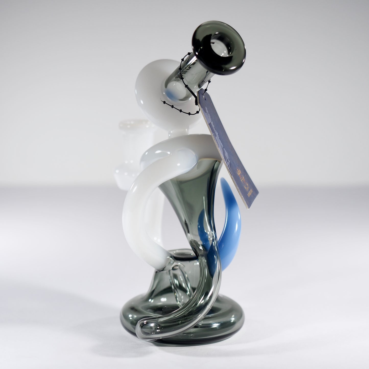 6" Dab Rig Recycler single uptake - Black/White
