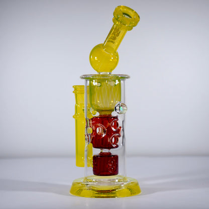 Calibear Kickback Straight Fab Torus Dab Rig | 8.5" Opal-Encased Glass Rig with Seed of Life Perc