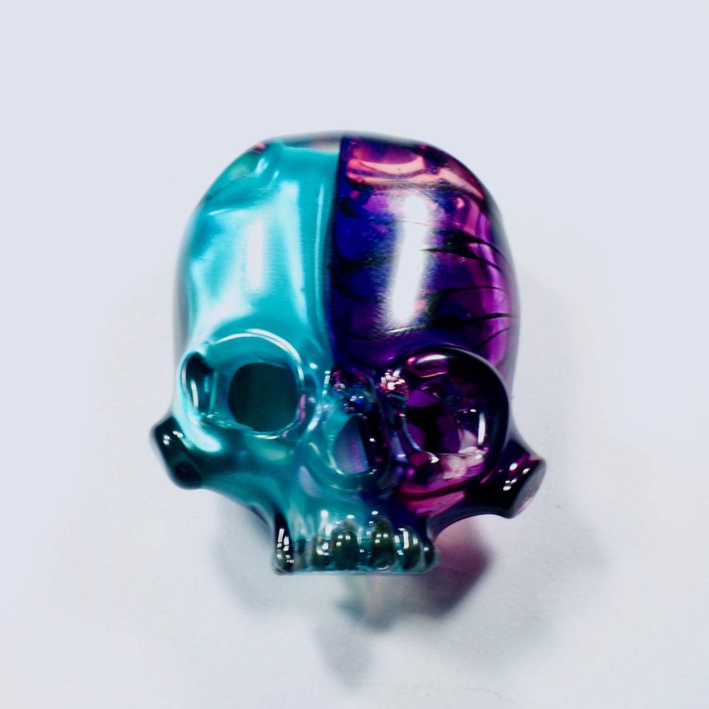 Two Faced Skulls by Warwick Glass - Neptunium Purple Stained Glass