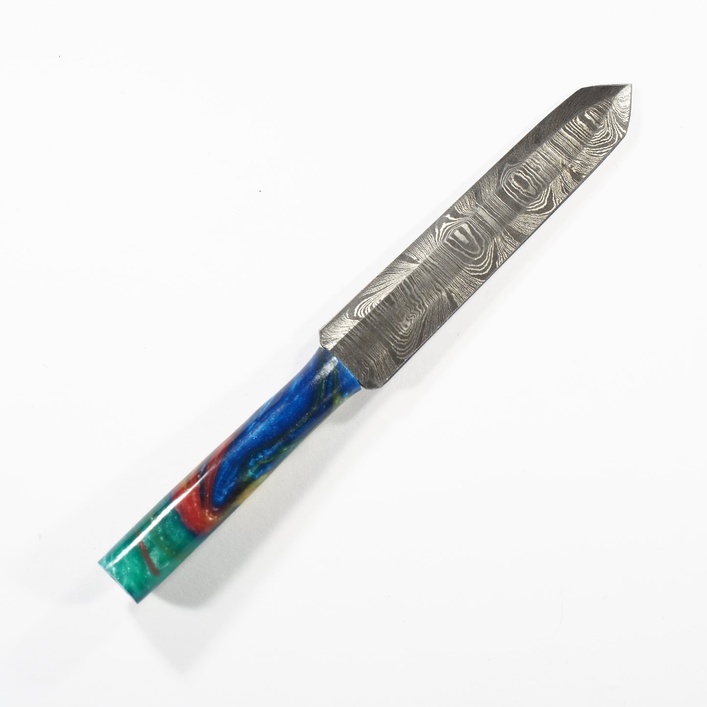 Dab Blade - Raider Sword - Damascus - Cosmic Blue/Green/Red Resin Handle