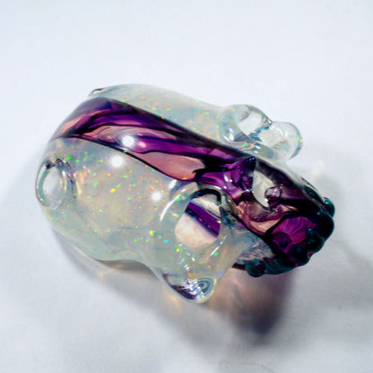 Split Skull by Warwick Glass - Crushed Opal & Stained Glass Pendant
