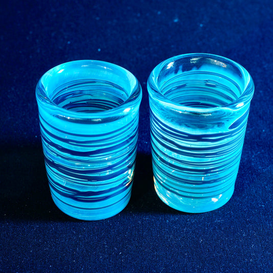 Updog Silver/Blue Stripe Fumed SHOT Glass 2pc Set