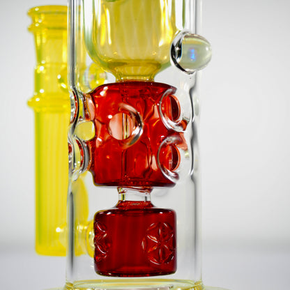 Calibear Kickback Straight Fab Torus Dab Rig | 8.5" Opal-Encased Glass Rig with Seed of Life Perc