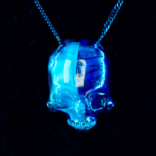 Two Faced Skulls by Warwick Glass - Neptunium Purple Stained Glass