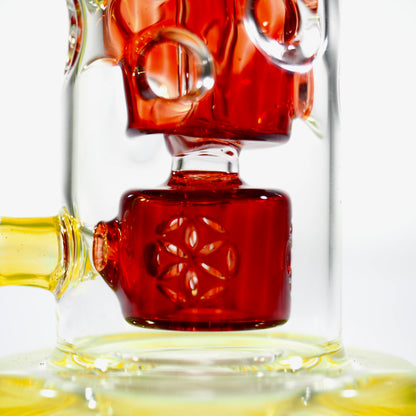 Calibear Kickback Straight Fab Torus Dab Rig | 8.5" Opal-Encased Glass Rig with Seed of Life Perc