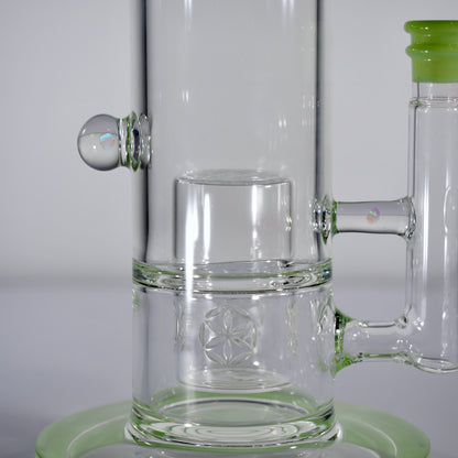 Calibear Colourful Glass Bong Set | Dual Percolator Straight Tube Bong