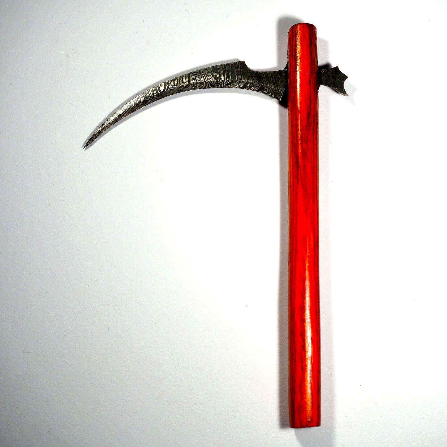Dab Blade - Small Scythe - Damascus - Orange Woodgrain Handle