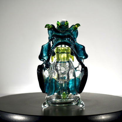 Slurm Snob Glass - Dino Rig Blue with Yellow CFL Teeth