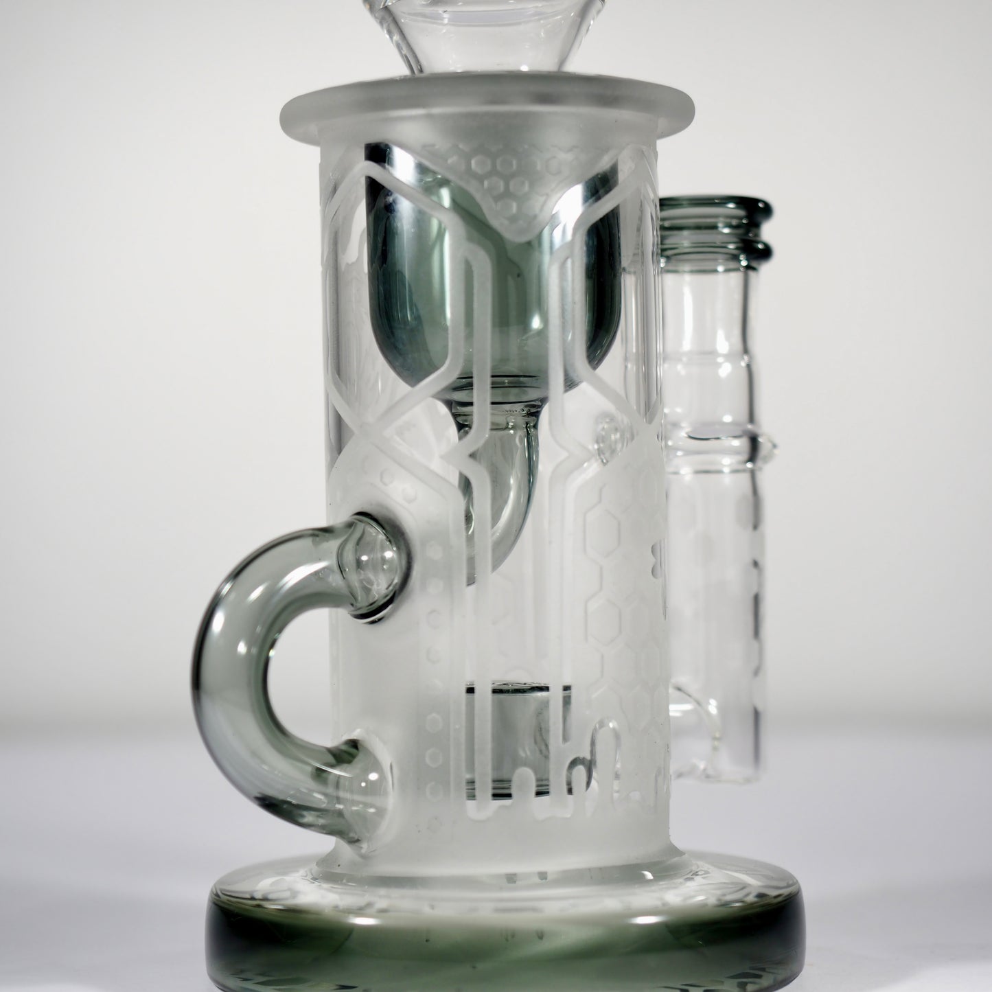 Calibear Sandblasted Klein Recycler Dab Rig with Seed of Life Perc – 8” Glass Rig