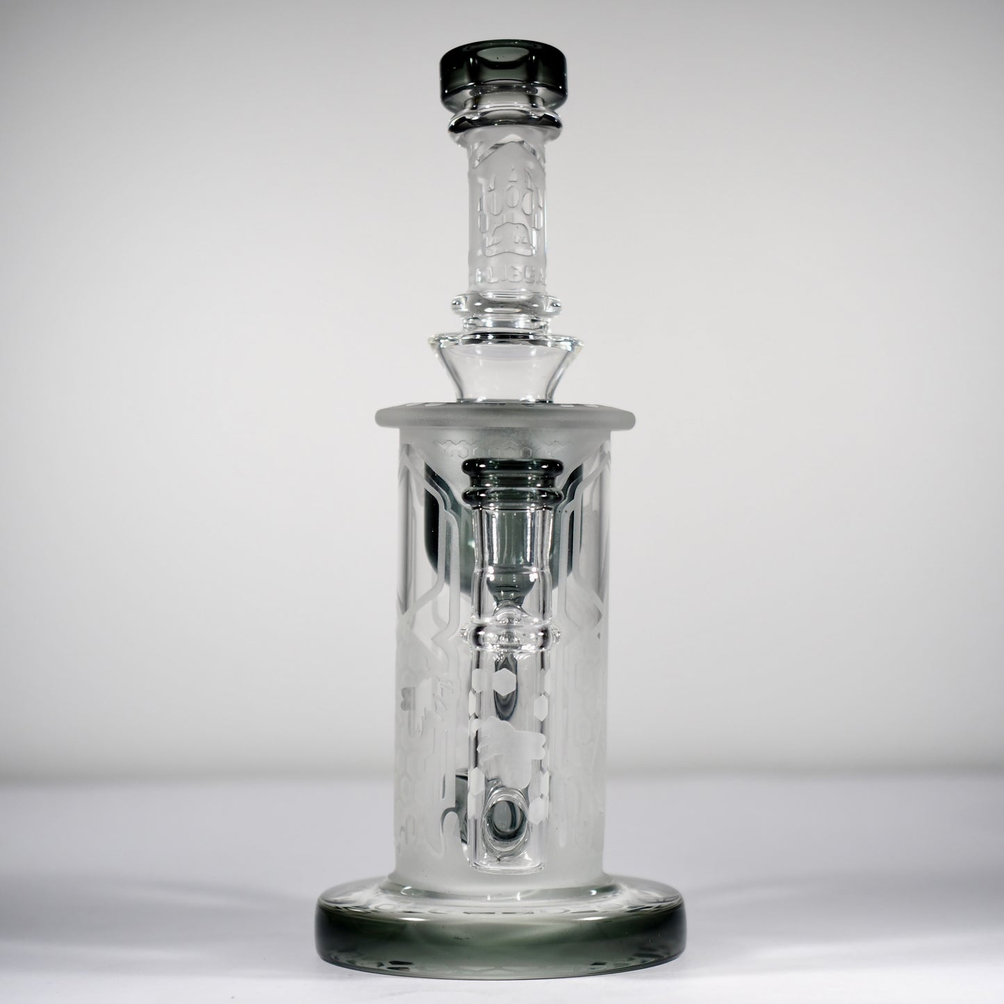 Calibear Sandblasted Klein Recycler Dab Rig with Seed of Life Perc – 8” Glass Rig