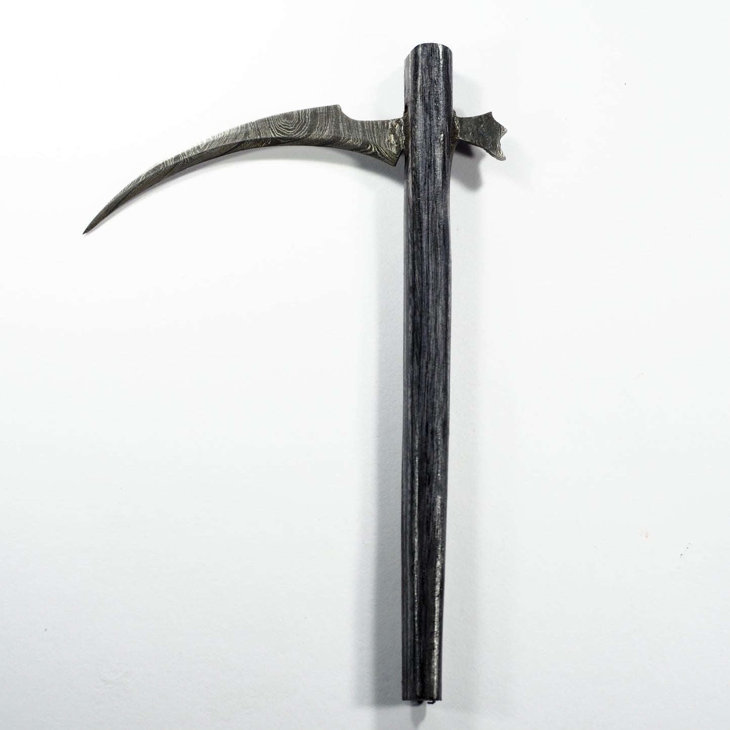 Dab Blade - Small Scythe - Damascus - Charcoal Woodgrain Handle