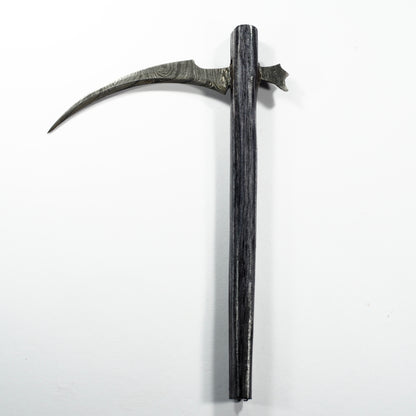 Dab Blade - Small Scythe - Damascus - Charcoal Woodgrain Handle